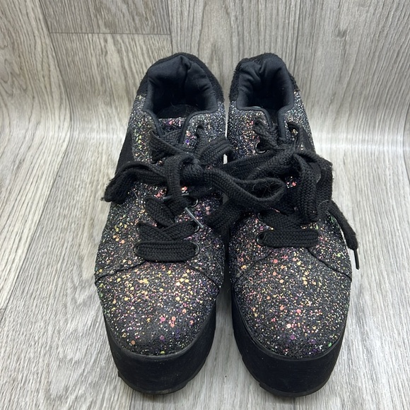 YRU Lala Heart', Black Glitter Platform Sneaker - Picture 2 of 9